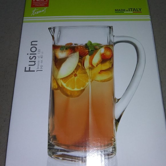 NIB ~ Crystal Glass Iced-Tea Water Pitcher Jug ~ Luxion Crystal ~ Made in Italy - Picture 1 of 9